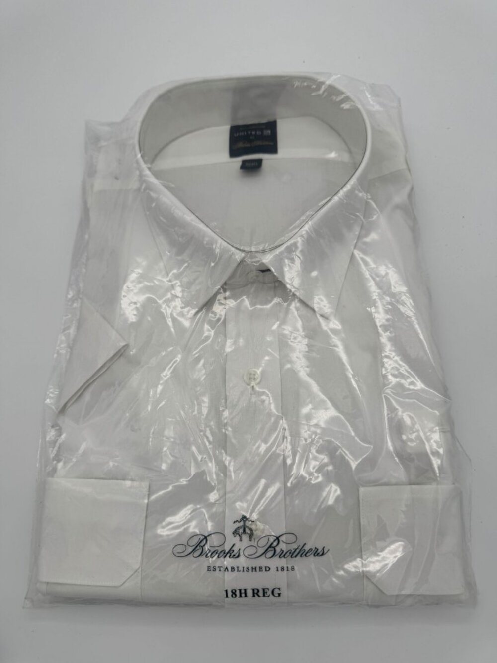 United Airlines Brooks Brothers White Long Sleeve Pilot Shirt Men's 18H 18.5 Reg